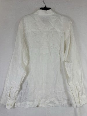 Gap Linen Shirt Womens Large Tall Long Sleeve White Button Up Embroidered New