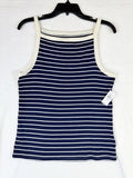 Gap Top Large Tall Womens Modern Apron Neck Tank Navy Blue White Striped New