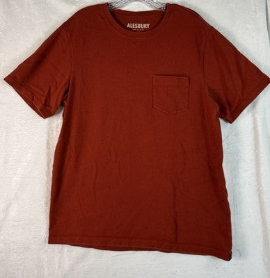 Alesbury Shirt Large Heavyweight Pocket Tee Short Sleeve Mens Red 100% Cotton