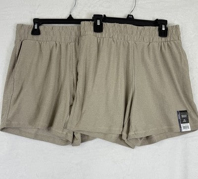Athletic Works Shorts XS 0-2 Women Buttercore Butter Core Beige Lot 2 NEW
