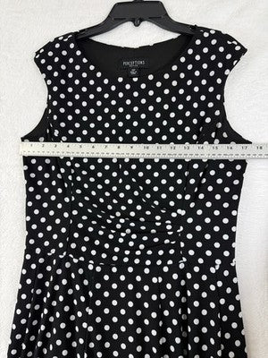 Polka Dot Dress 10 Petite Sleeveless Fit Flare Perceptions Womens 10P