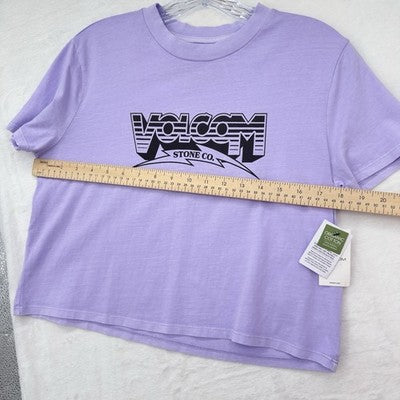 Volcom Crop Top T Shirt Small Womens Purple Logo Short Sleeve Tee New NWT