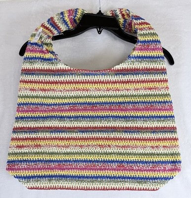 Gap Tote Bag Slouch Straw Rainbow Stripe Lined Womens Boho Handbag Purse New NWT