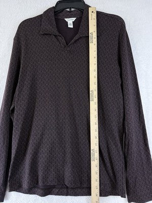 Calvin Klein Top Women Medium Long Sleeve Knit Brown Print