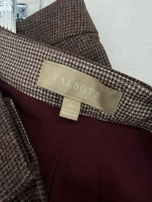 Talbots Wool Pants 6 Petite Straight Leg Burgundy Fabric Made In Italy