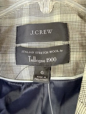 J Crew Devon Blazer Women 6 Green Plaid Double Breasted Wool Stretch Italian New