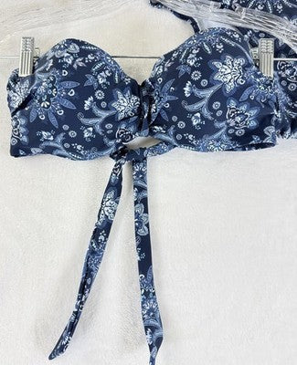 Venus Bandeau Bikini Set C Top 4 Bottom Blue Paisley Push Up Womens