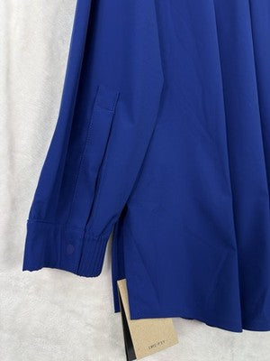 Nike 24.7 Perfect Stretch Shirt Large Women Long Sleeve Snap Front Blue Top NEW