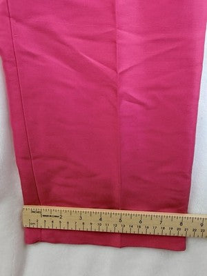 Ann Taylor Loft 100% Silk Pants 8 Barbie Pink Straight Leg Side Zip Womens