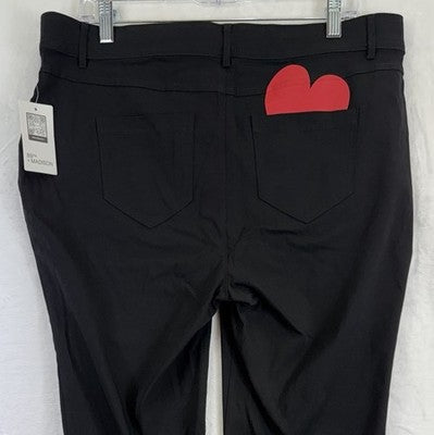 89th & Madison Womens 14W Black Heart Stretch Mid Rise Skinny Ankle Pant New NWT