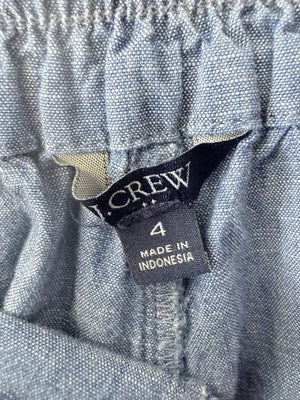 J Crew Crop Pants 4 Blue Chambray Lightweight Pull On 100% Cotton Womens