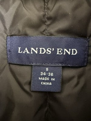 Lands End Puffer Vest Mens Small Black Down Snap Front Pockets