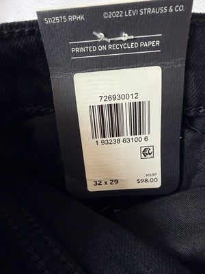 Levis Ribcage Straight Ankle Jeans 32 Womens 32x29 Black Levi’s New NWT