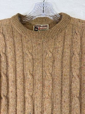 Vintage Highland Sportswear Sweater Mens Large Wool Blend Crew Neck Knit Beige