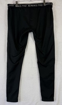 Nike Pro Fleece Lined Leggings XL Womens Black Warm Dry Fit Fold Over Waistband