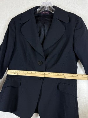 Escada Blazer Womens 38 Navy Blue Jacket Wool 2 Button