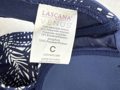 Venus Bandeau Bikini Set C Top 4 Bottom Blue Purple Floral Underwire Womens