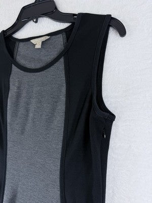 Banana Republic Dress 6 Black Gray Bodycon Sleeveless Knit Short Sleeve Womens