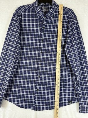 Rhone Hardy Flannel Shirt Large Blue Plaid Long Sleeve Button Up Down Mens