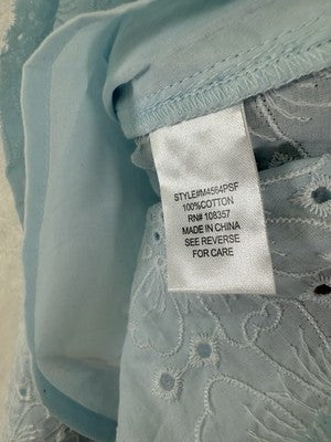 Design History Top Small Blue Embroidered Floral Stitch Fix NWT *FlawRead* NEW