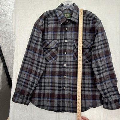Stillwater Supply Co Flannel Shirt Mens Large Gray Plaid Long Sleeve Button Down