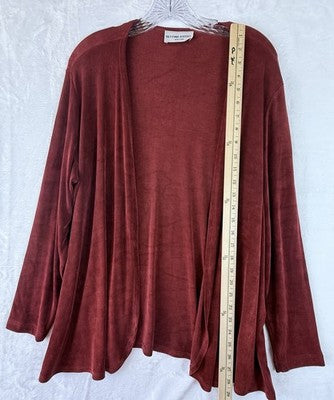 Bettina Riedel Cardigan Large Red Acetate Spandex Slinky Travel Womens