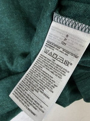 Gap Top Small Women Linen Blend V Neck Crop T Shirt Tee Green New NWT