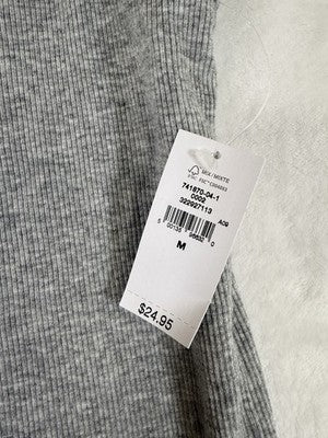 Gap Modern Tee Tank Top Medium Gray Apron Neck Womens Ribbed Sleeveless New NWT