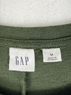 Gap Dress Medium Sleeveless Green Knit Gathered Waist T Shirt Soft Womens