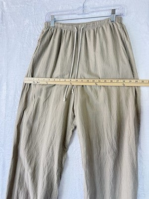 Uniqlo Linen Blend Easy Pants Medium Beige Tan Womens Straight Leg Pull On