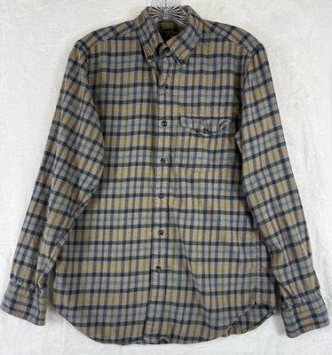 J.Crew Cashmere Blend Slim Flannel Shirt Men Small Tan Button Down Mens