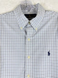 Polo Ralph Lauren Shirt Men Medium Slim Fit Button Down Blue Long Sleeve Cotton