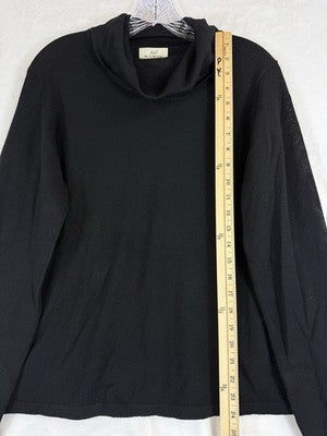 Brooks Brothers Women Sweater XL Black Cowl Neck Merino Wool Long Sleeve Tops
