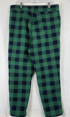 Lands End Sherpa Fleece Pajama Bottoms Large Womens Green Blue Plaid