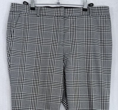 Talbots Hampshire Ankle Pants 16 Petite Gray Black White Plaid 16P Womens Pants