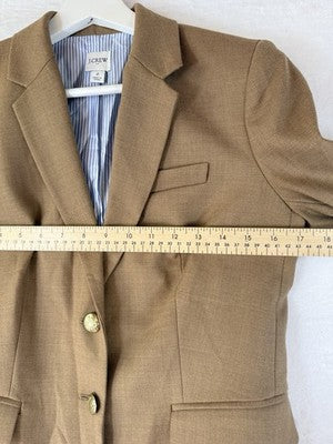 J Crew Schoolboy Blazer 2 Wool Womens Camel Beige Jacket Gold Buttons