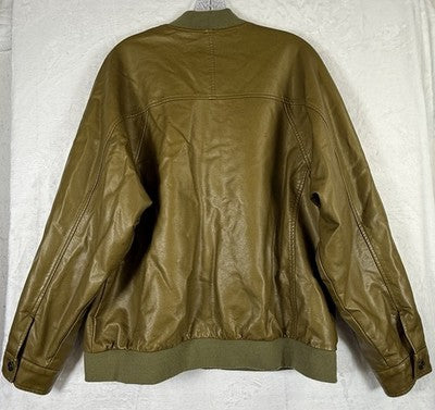 We The Free Vegan Leather Bomber Jacket Green Small Womens Free People