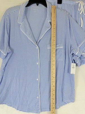 Gap Body Modal Pajamas XL Set Top Shorts Womens Blue Stripe Short Sleeve New NWT