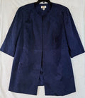 Talbots 18W Petite Jacket Jacquard Vintage Navy Blue 3/4 Sleeve Tunic Plus Size