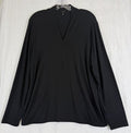 Talbots XL Tops Black Platinum Jersey Knit V Neck Long Sleeve