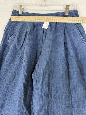 Gap Cotton Gauze Easy Barrel Pants Small Petite Womens Blue Pull On Summer New