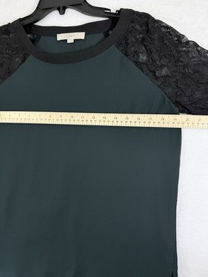 LOFT Top Small Long Sleeve Green Lace Sleeve Blouse Womens