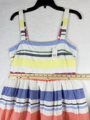 Gap Maxi Dress Small Womens Striped Empire Waist 100% Cotton Sleeveless New $98