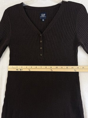 Gap Maternity Dress XS CashSoft Sweater Rib Knit Midi Long Sleeve Brown Women