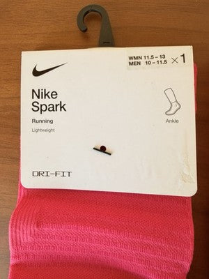 Nike Spark Lightweight Crew Ankle Socks Large Pink Men 10-11.5 Women 11.5-14 New