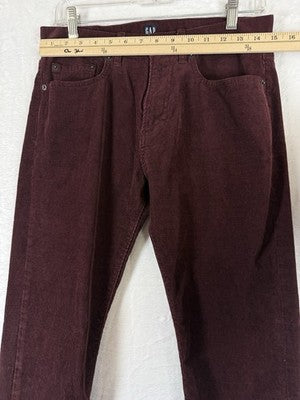 Gap Denim Corduroy Pants 29x30 Slim Fit Burgundy Mens