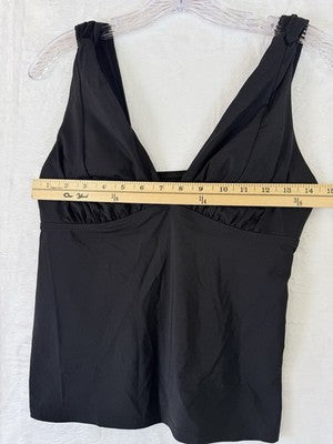 Lands End Tankini Top 8 Black Swim Swimsuit Womens