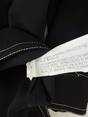 Zara Top Small Women Black Button Shoulder Blouse 3/4 Sleeve
