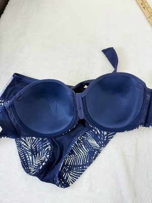 Venus Bandeau Bikini Set C Top 4 Bottom Blue Purple Floral Underwire Womens