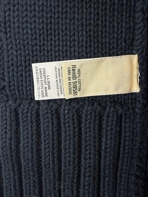 LL Bean Cardigan Sweater Womens Small Navy Blue Cable Knit Buttons 100% Cotton